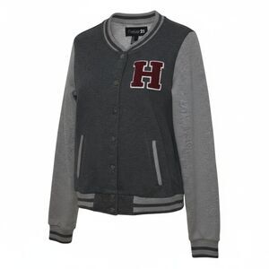 Girls Varsity Letterman Jacket – Gray & Light Gray, Size S (Pre-Owned)